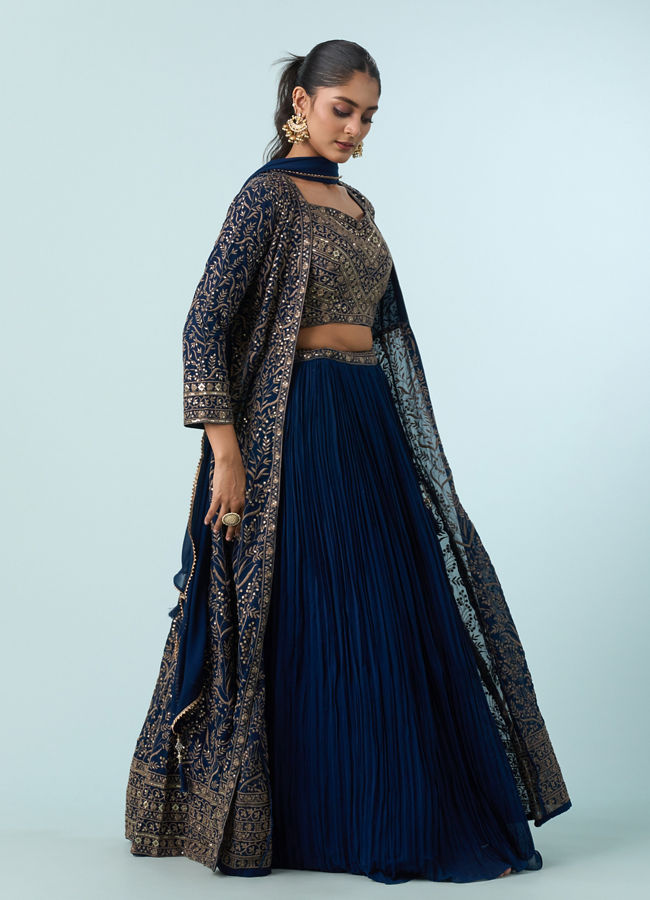 Mohey Women Blue Georgette Glory Indo Western