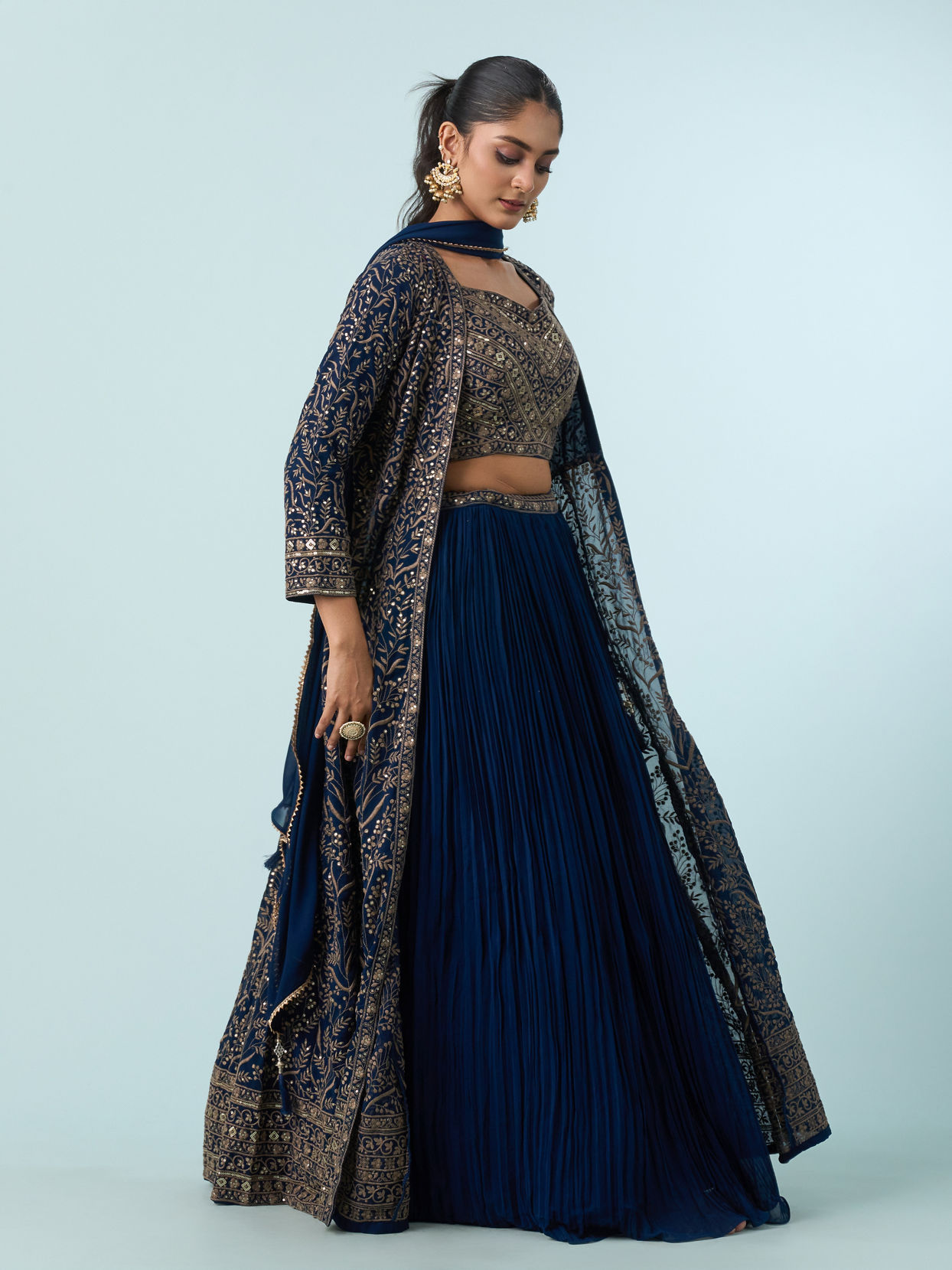 Mohey Women Blue Georgette Glory Indo Western