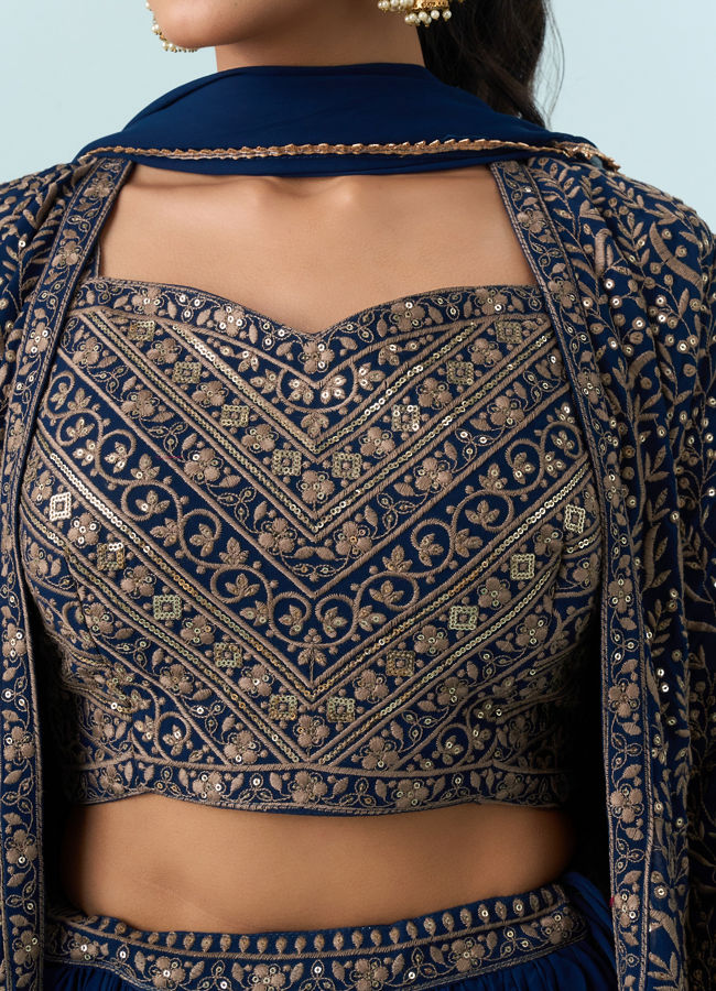 Mohey Women Blue Georgette Glory Indo Western