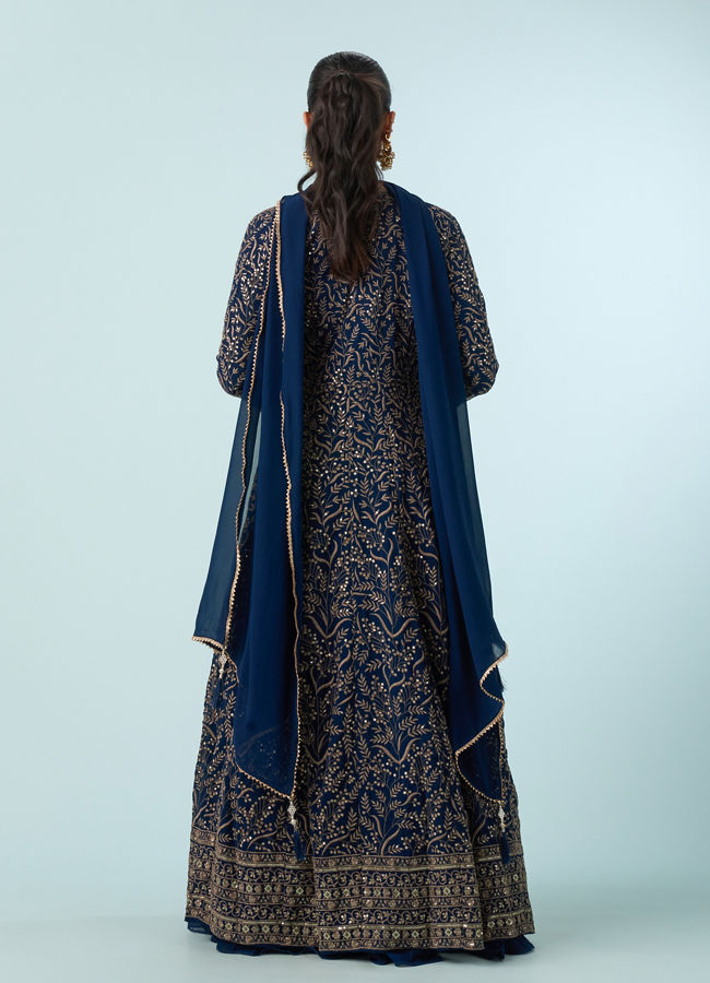 Mohey Women Blue Georgette Glory Indo Western