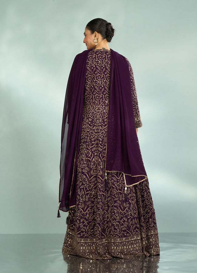 Mohey Women Elegant Purple Georgette Indo Western