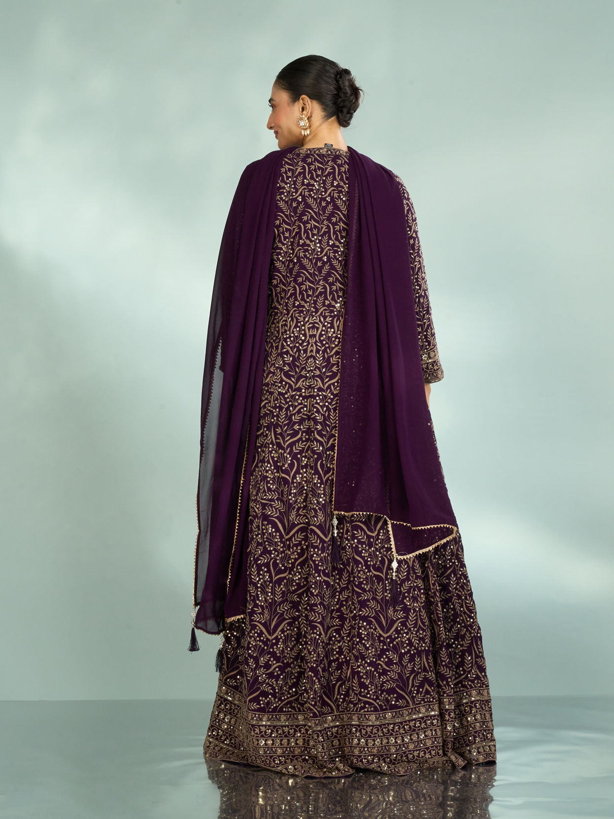Mohey Women Elegant Purple Georgette Indo Western