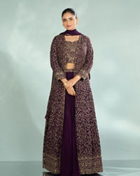 Mohey Women Elegant Purple Georgette Indo Western