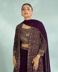Mohey Women Elegant Purple Georgette Indo Western