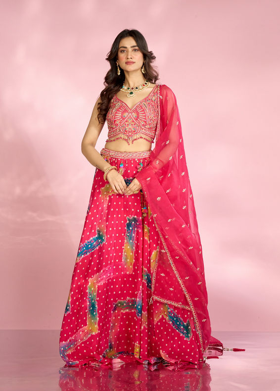 Mohey Women Ravishing Pink Ensemble Lehenga