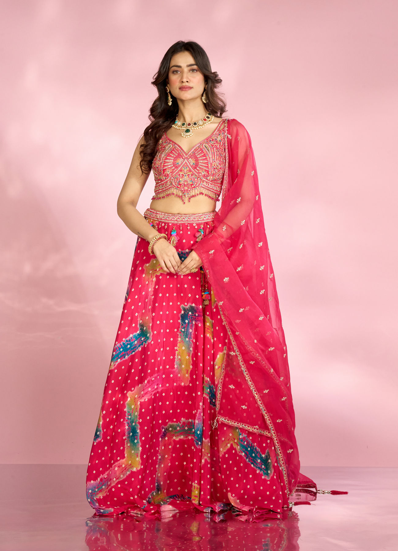 Mohey Women Ravishing Pink Ensemble Lehenga