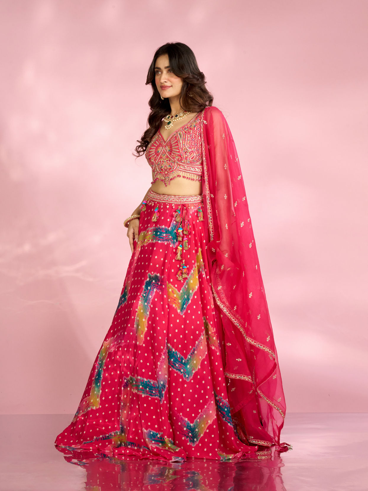 Mohey Women Ravishing Pink Ensemble Lehenga