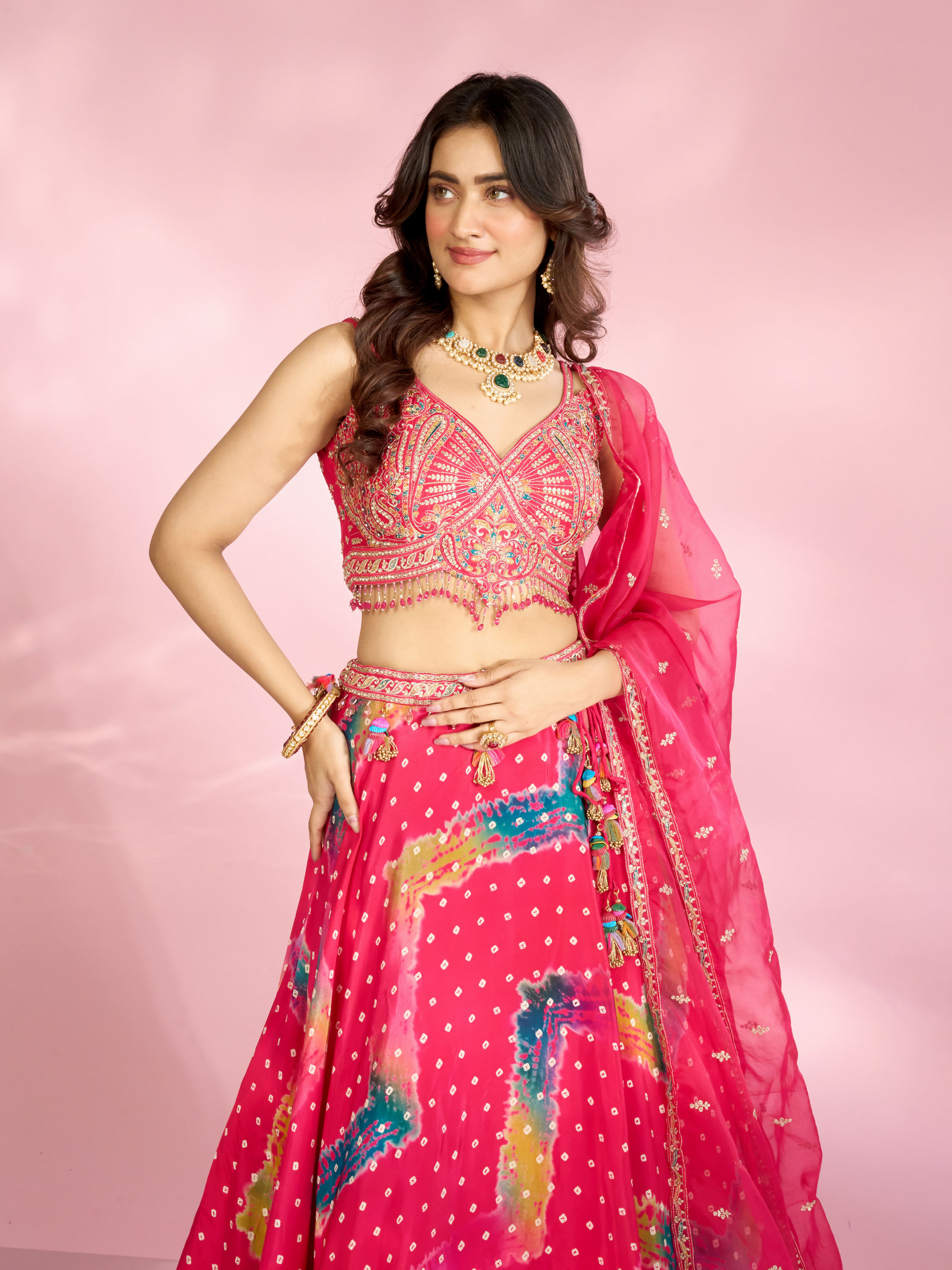 Mohey Women Ravishing Pink Ensemble Lehenga
