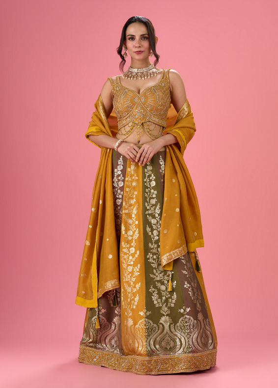 Mohey Women Golden Hue Art Silk Lehenga