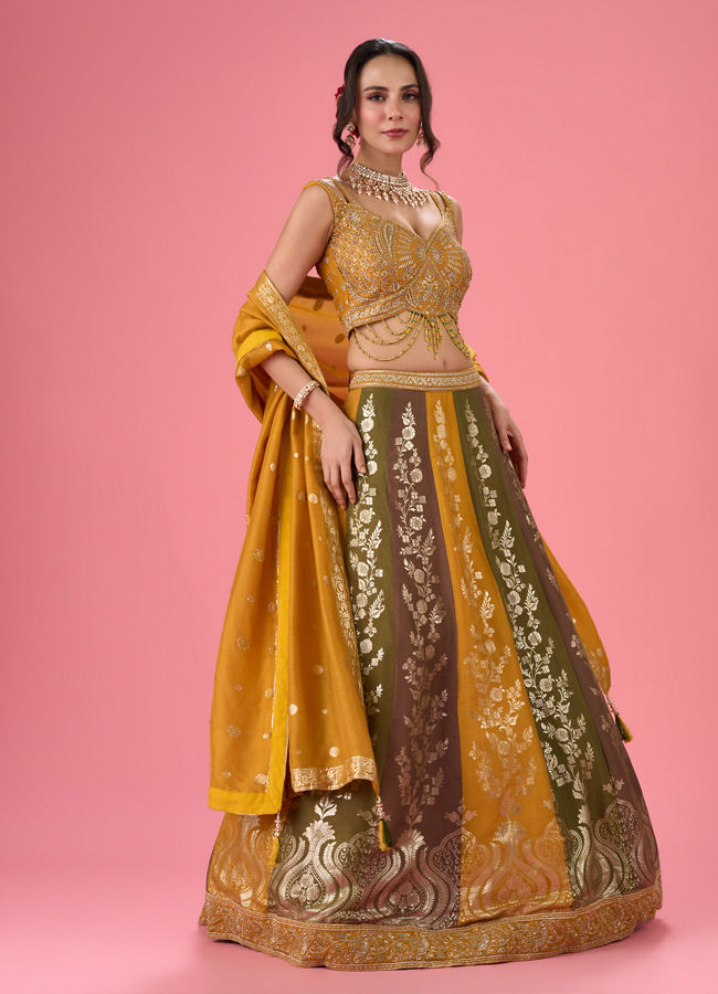 Mohey Women Golden Hue Art Silk Lehenga