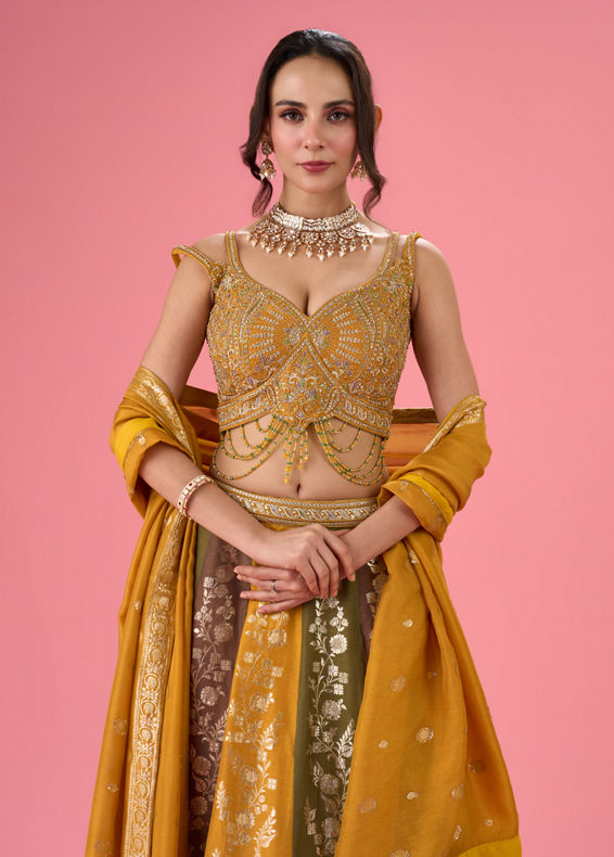 Mohey Women Golden Hue Art Silk Lehenga