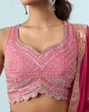 Mohey Women Elegant Pink Tissue Lehenga