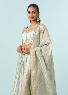 Mohey Women Light Blue Magnificence Lehenga