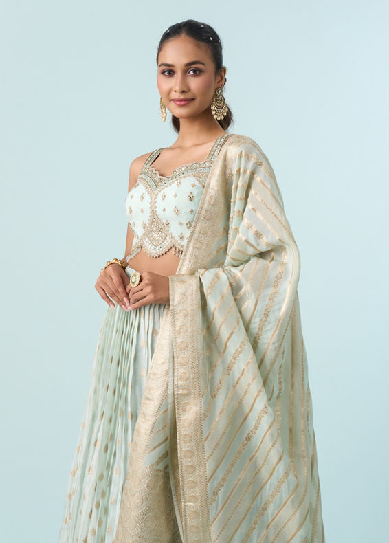 Mohey Women Light Blue Magnificence Lehenga