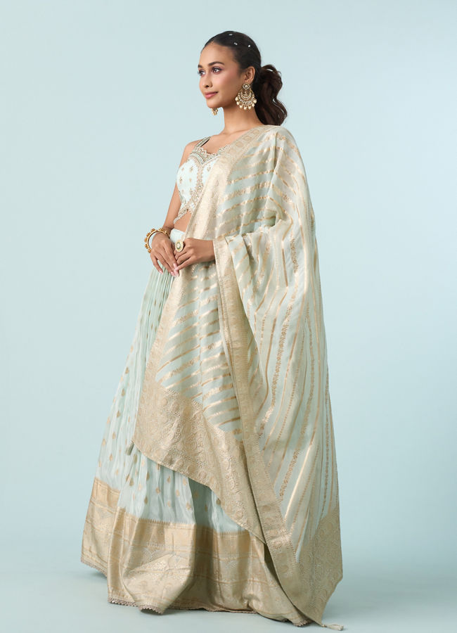 Mohey Women Light Blue Magnificence Lehenga