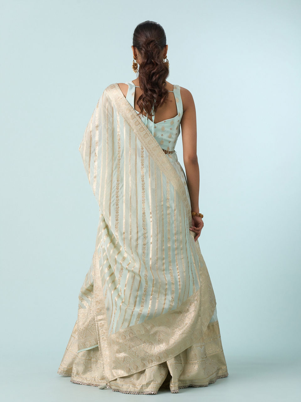 Mohey Women Light Blue Magnificence Lehenga