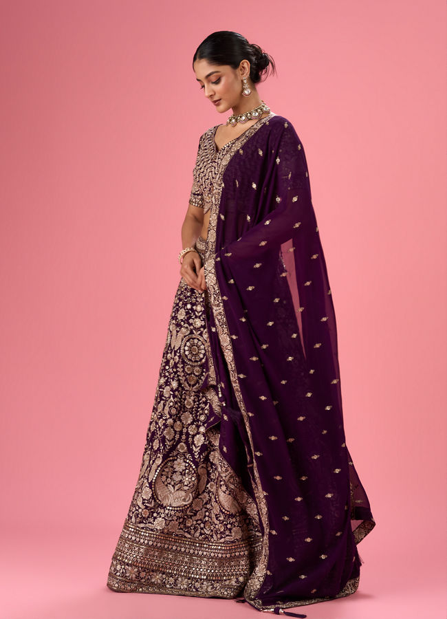 Mohey Women Wine Wonder Georgette Lehenga