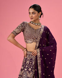 Mohey Women Wine Wonder Georgette Lehenga