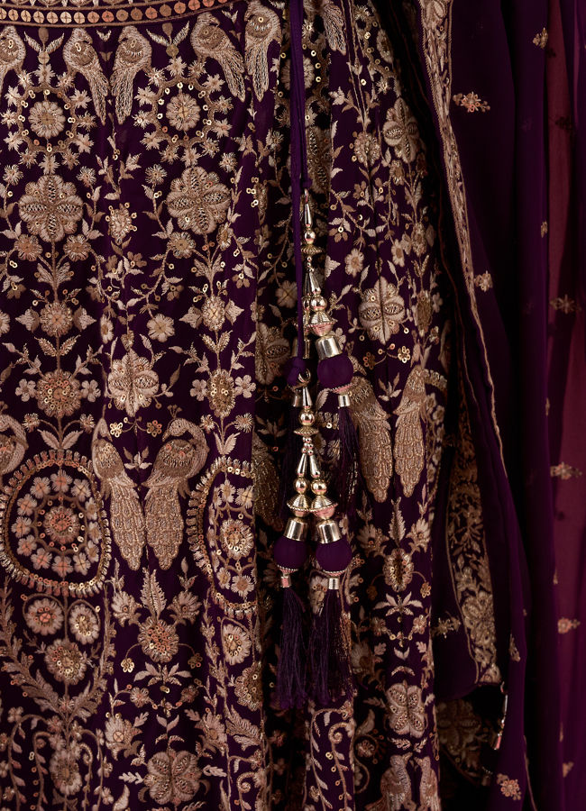 Mohey Women Wine Wonder Georgette Lehenga