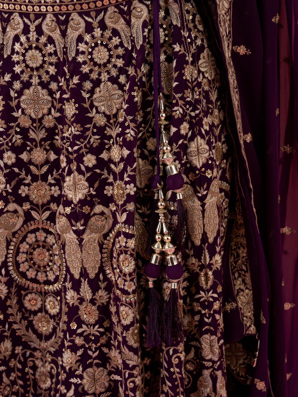 Mohey Women Wine Wonder Georgette Lehenga