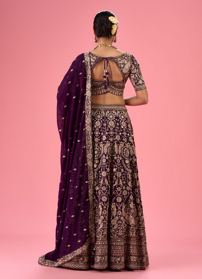 Mohey Women Wine Wonder Georgette Lehenga