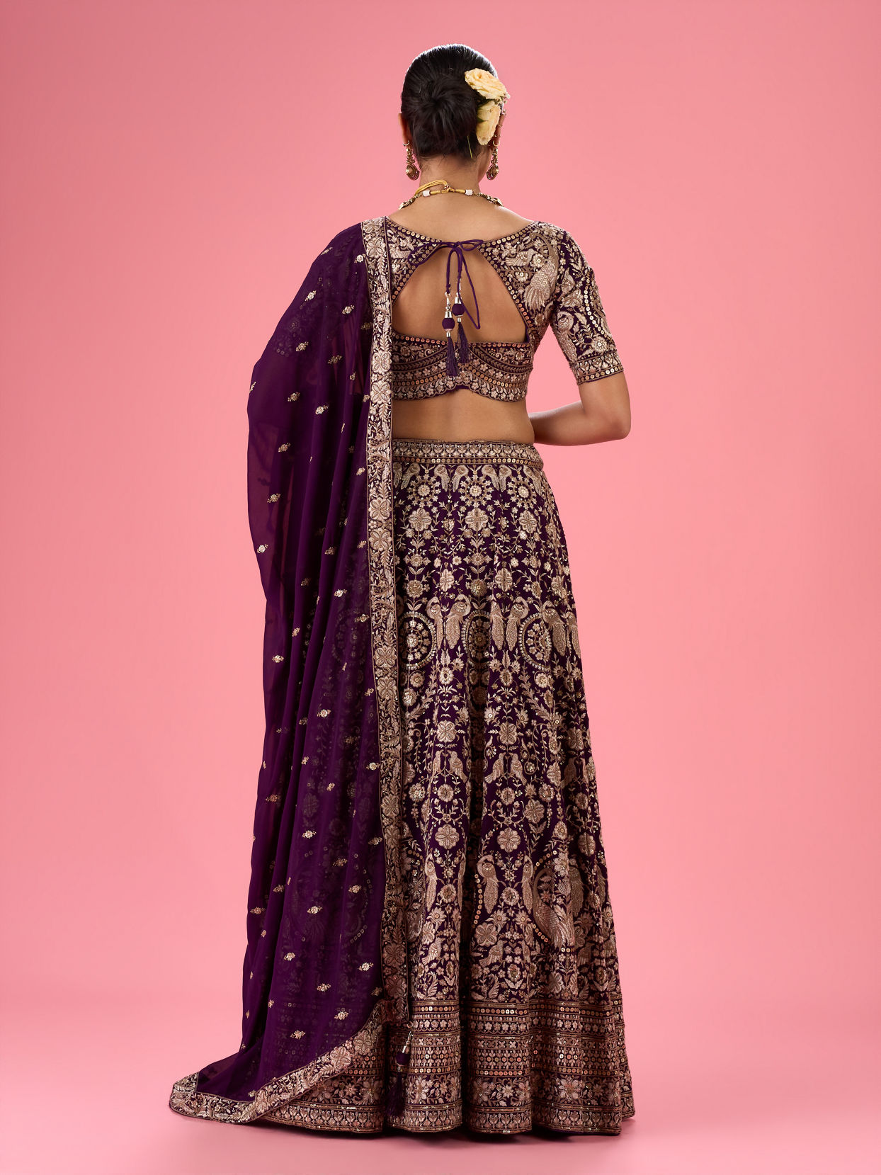Mohey Women Wine Wonder Georgette Lehenga
