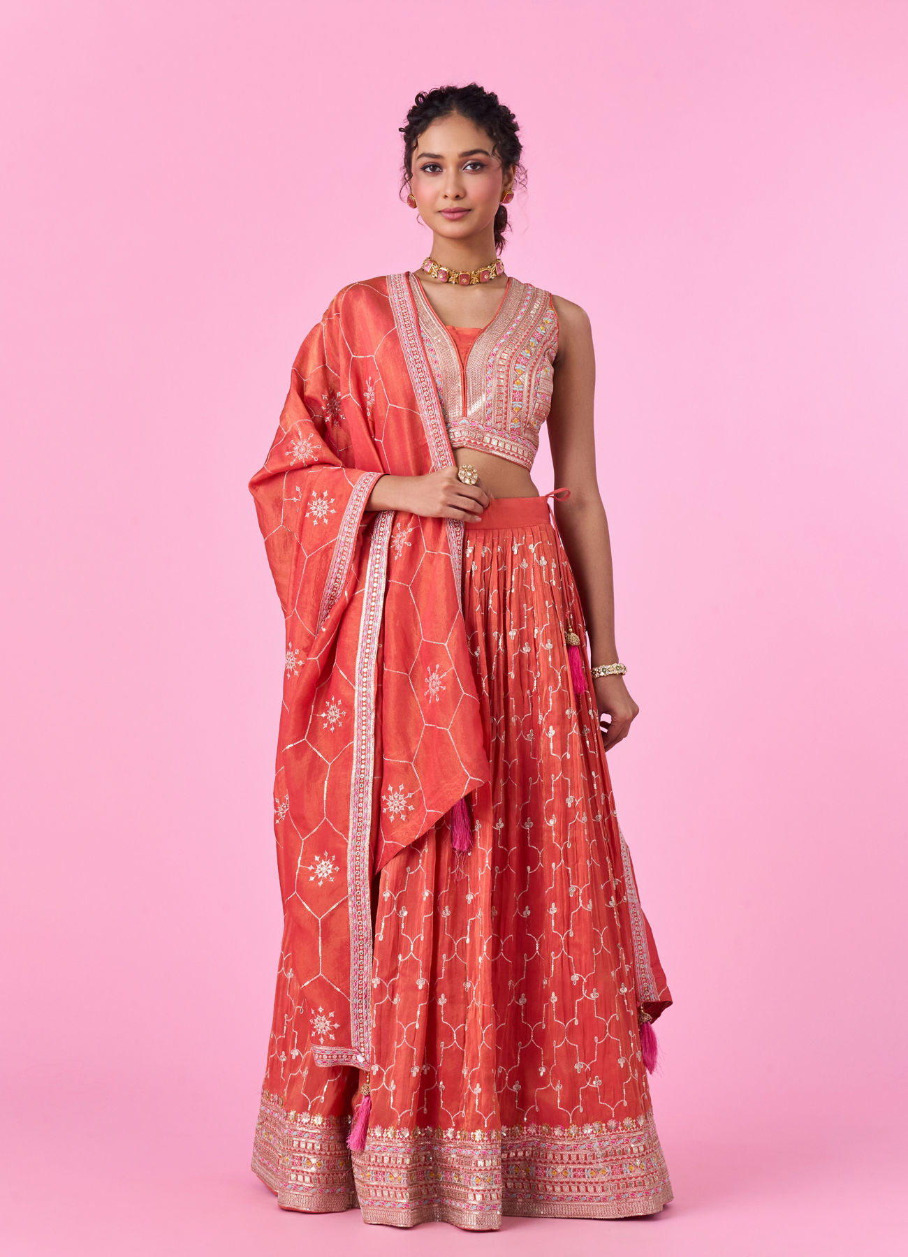 Mohey Women Gajree Pink Radiance Lehenga