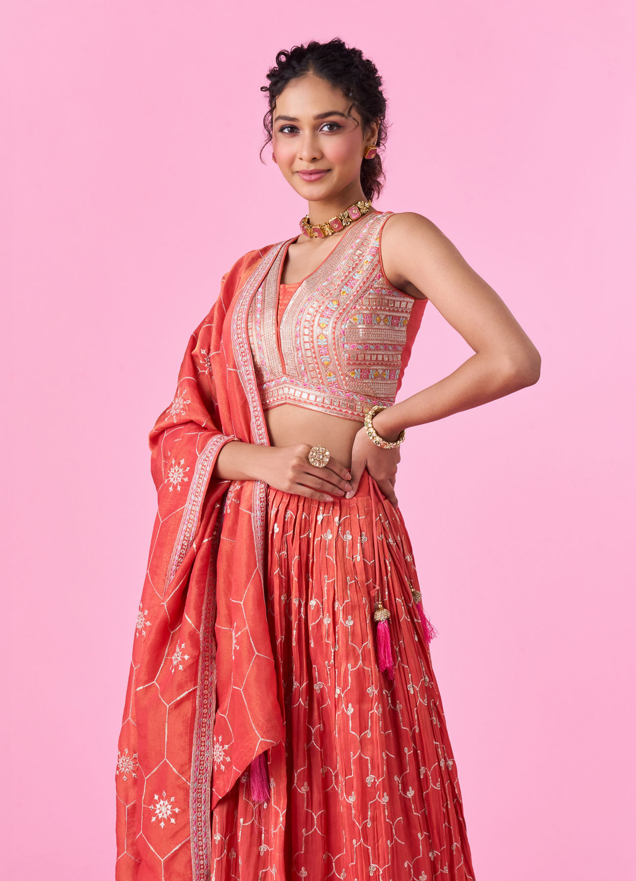 Mohey Women Gajree Pink Radiance Lehenga
