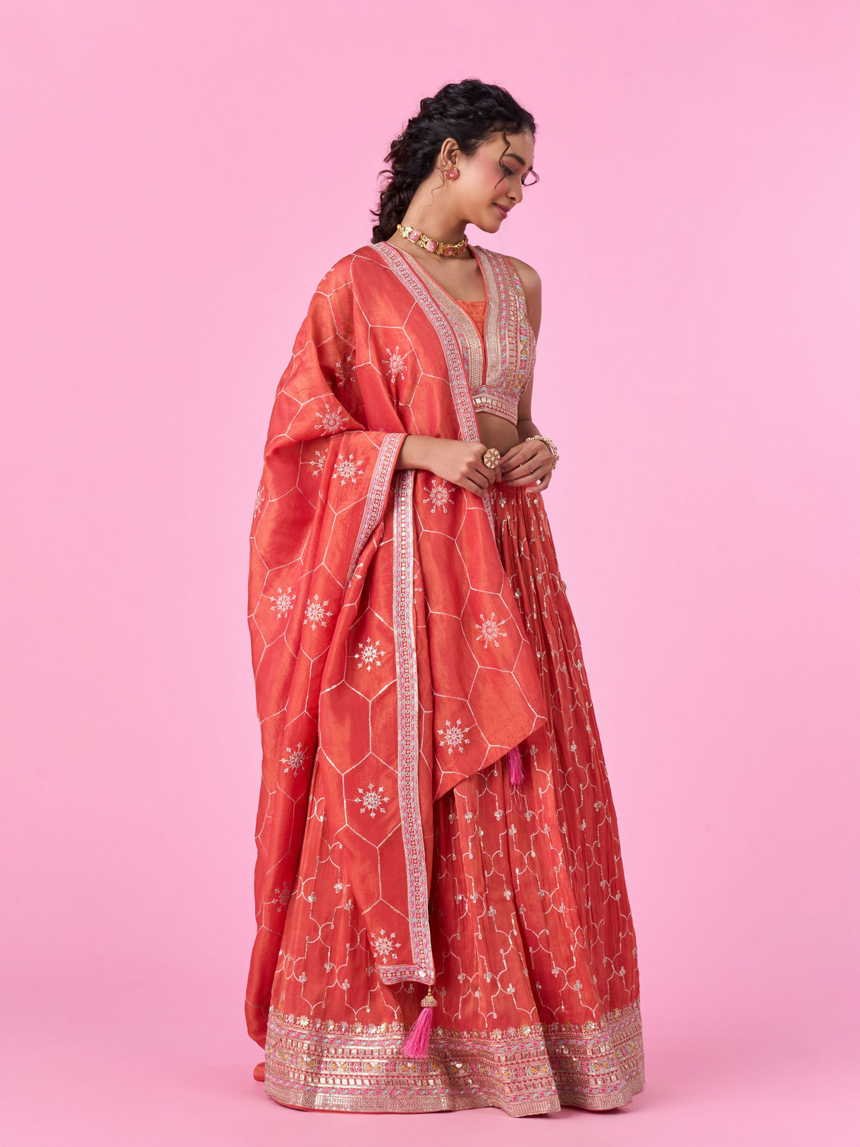 Mohey Women Gajree Pink Radiance Lehenga