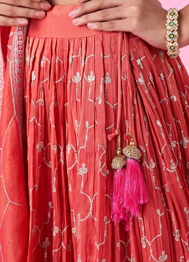 Mohey Women Gajree Pink Radiance Lehenga