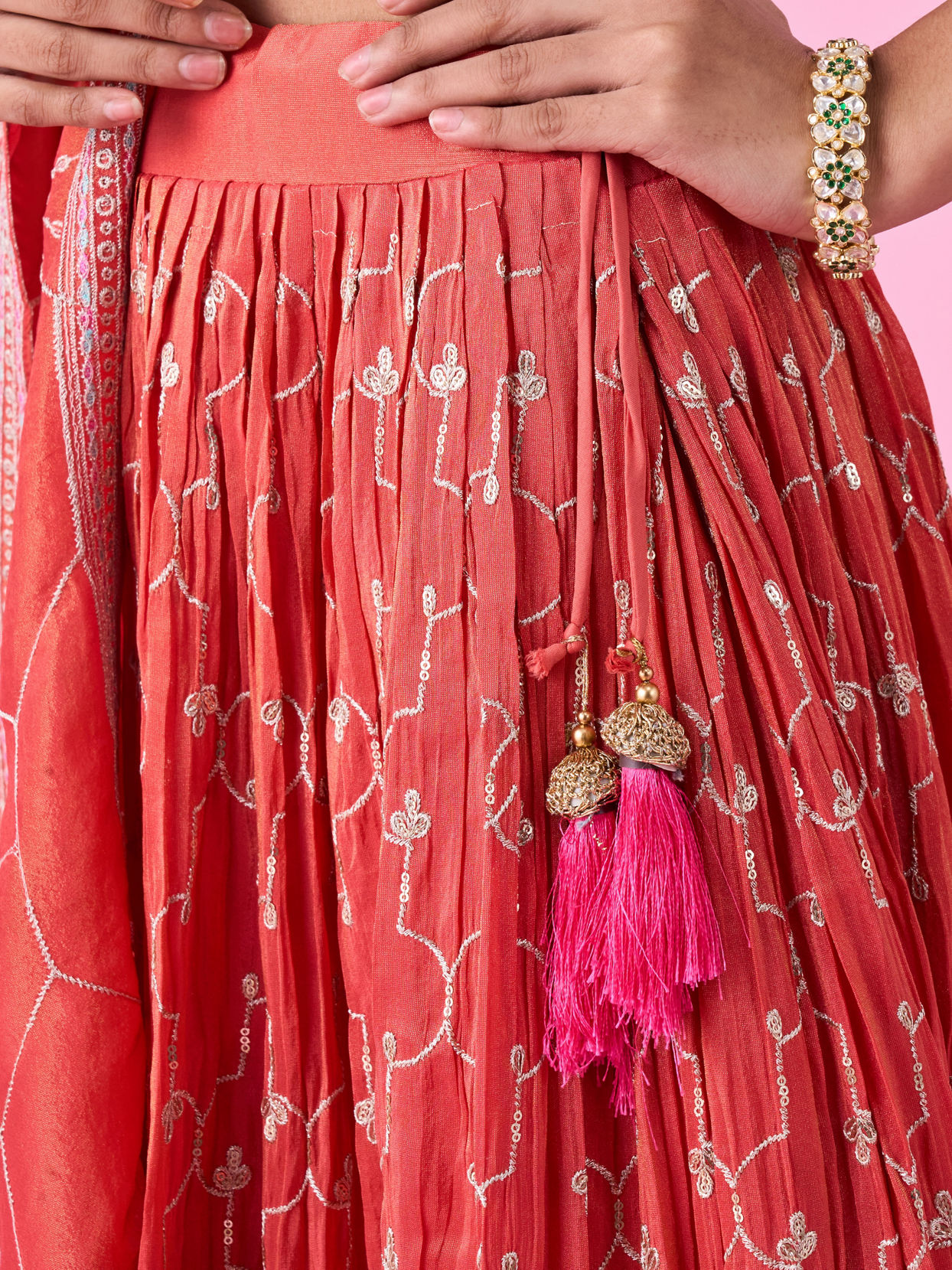 Mohey Women Gajree Pink Radiance Lehenga