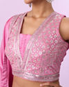 Mohey Women Pink Organza Elegance Lehenga
