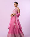 Mohey Women Pink Organza Elegance Lehenga