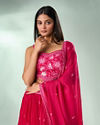Mohey Women Pink Georgette Lehenga with Hand Embroidery