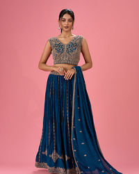 Mohey Women Radiant Blue Elegance Lehenga