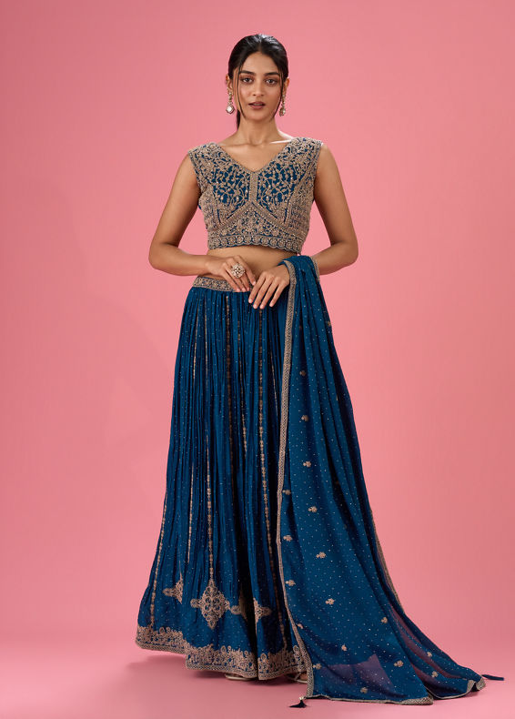 Mohey Women Radiant Blue Elegance Lehenga
