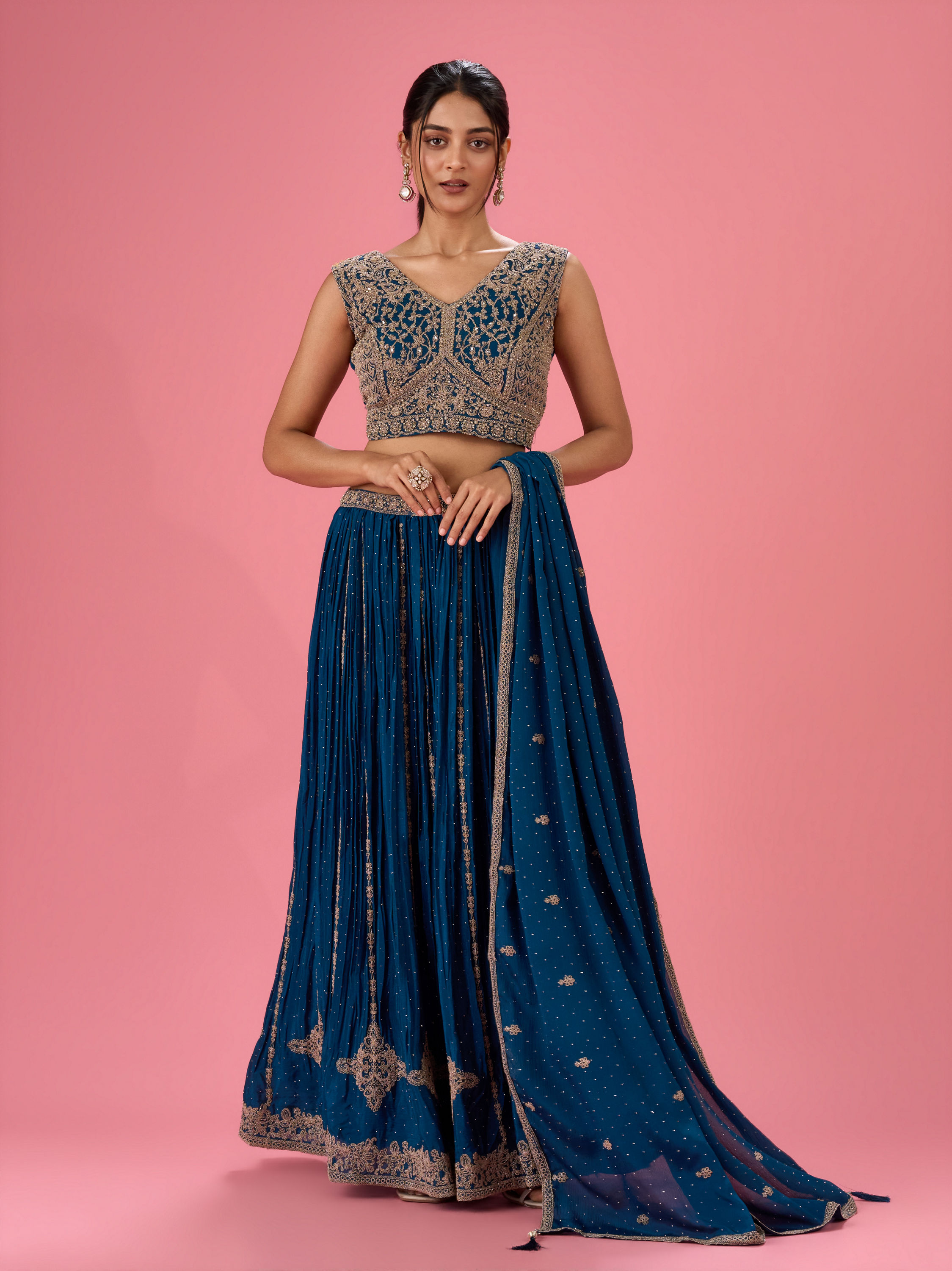 Mohey Women Radiant Blue Elegance Lehenga