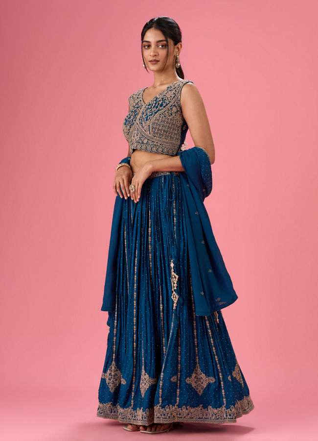 Mohey Women Radiant Blue Elegance Lehenga