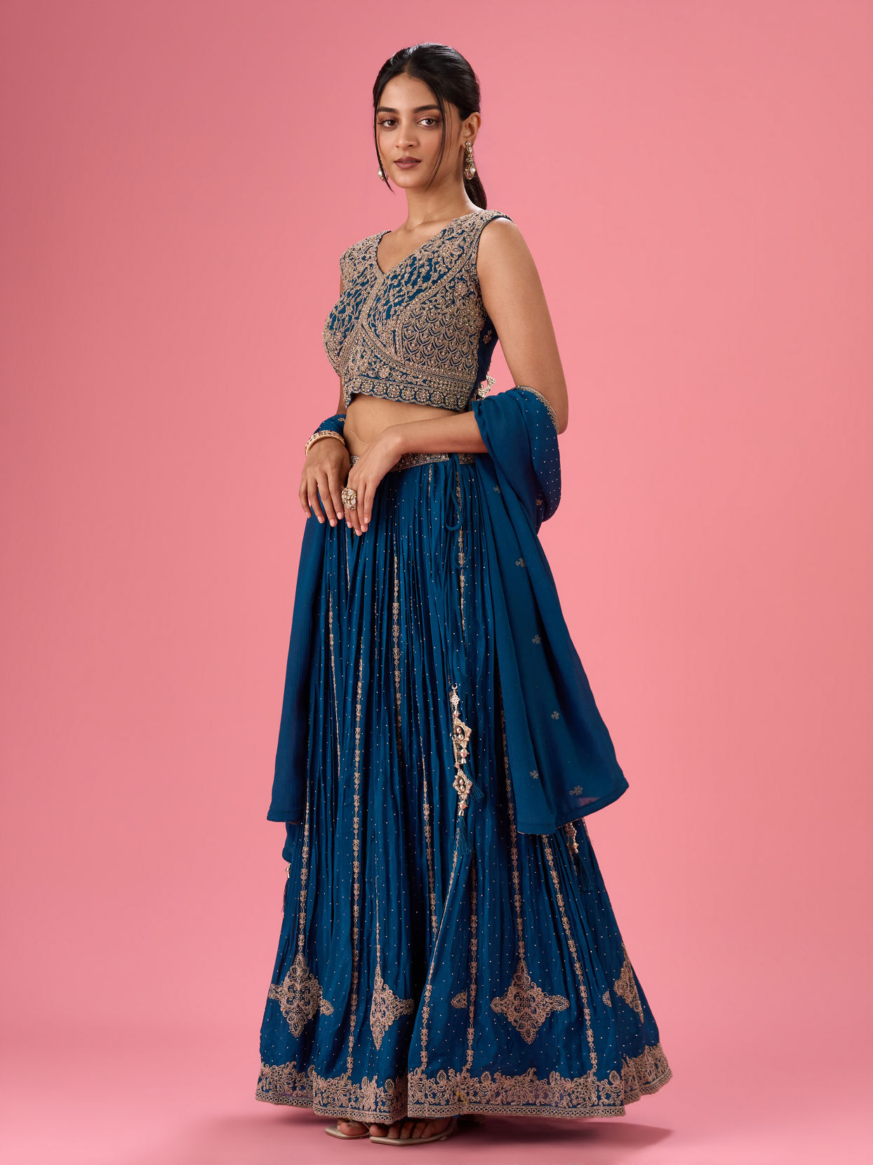 Mohey Women Radiant Blue Elegance Lehenga