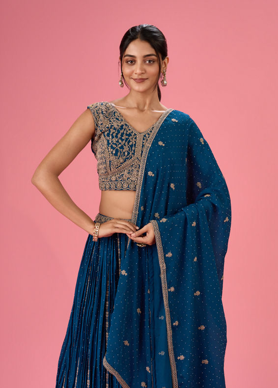 Mohey Women Radiant Blue Elegance Lehenga