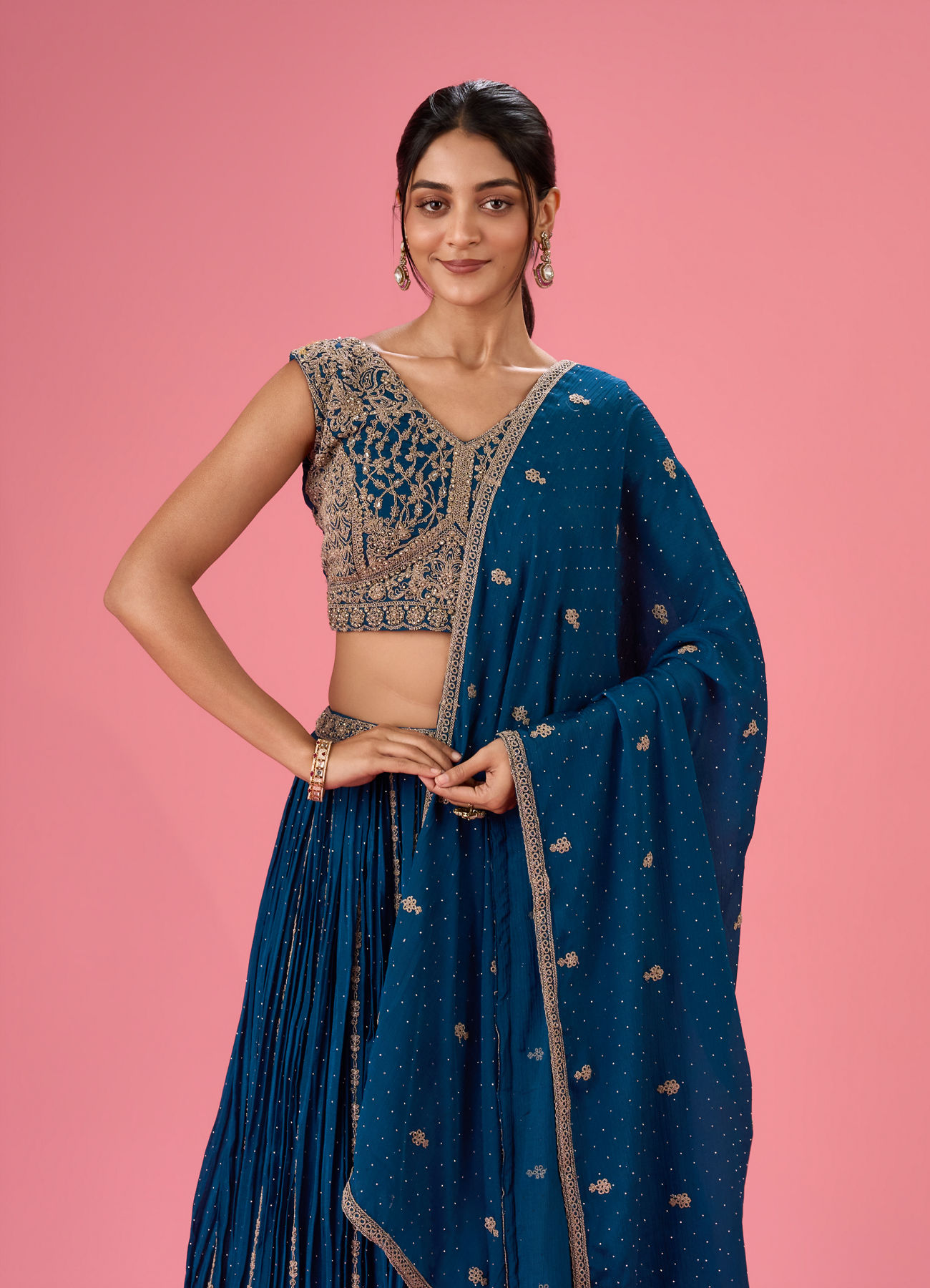 Mohey Women Radiant Blue Elegance Lehenga