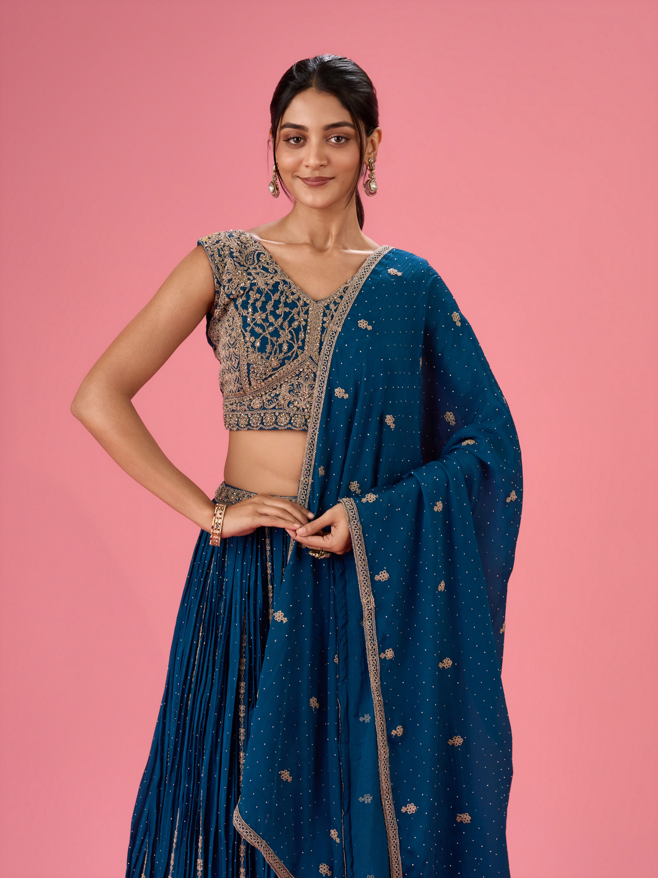 Mohey Women Radiant Blue Elegance Lehenga