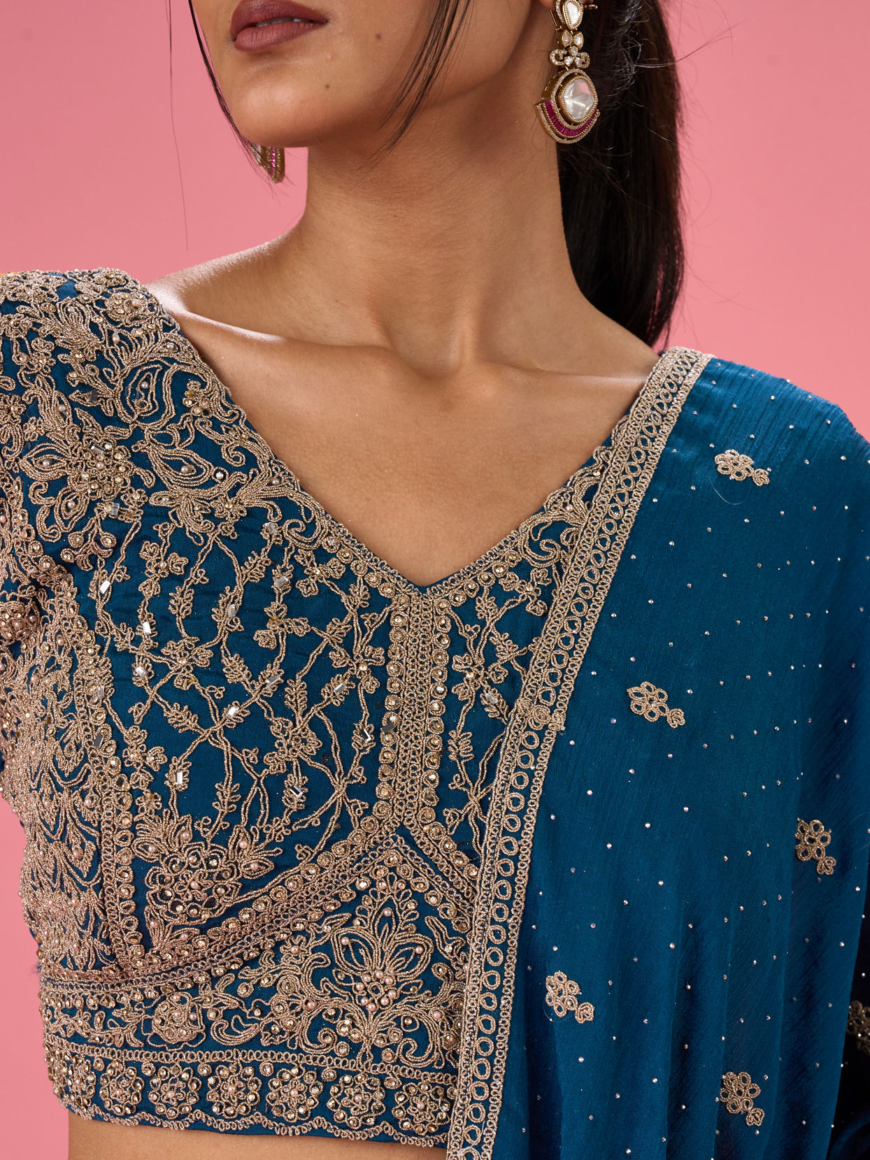 Mohey Women Radiant Blue Elegance Lehenga