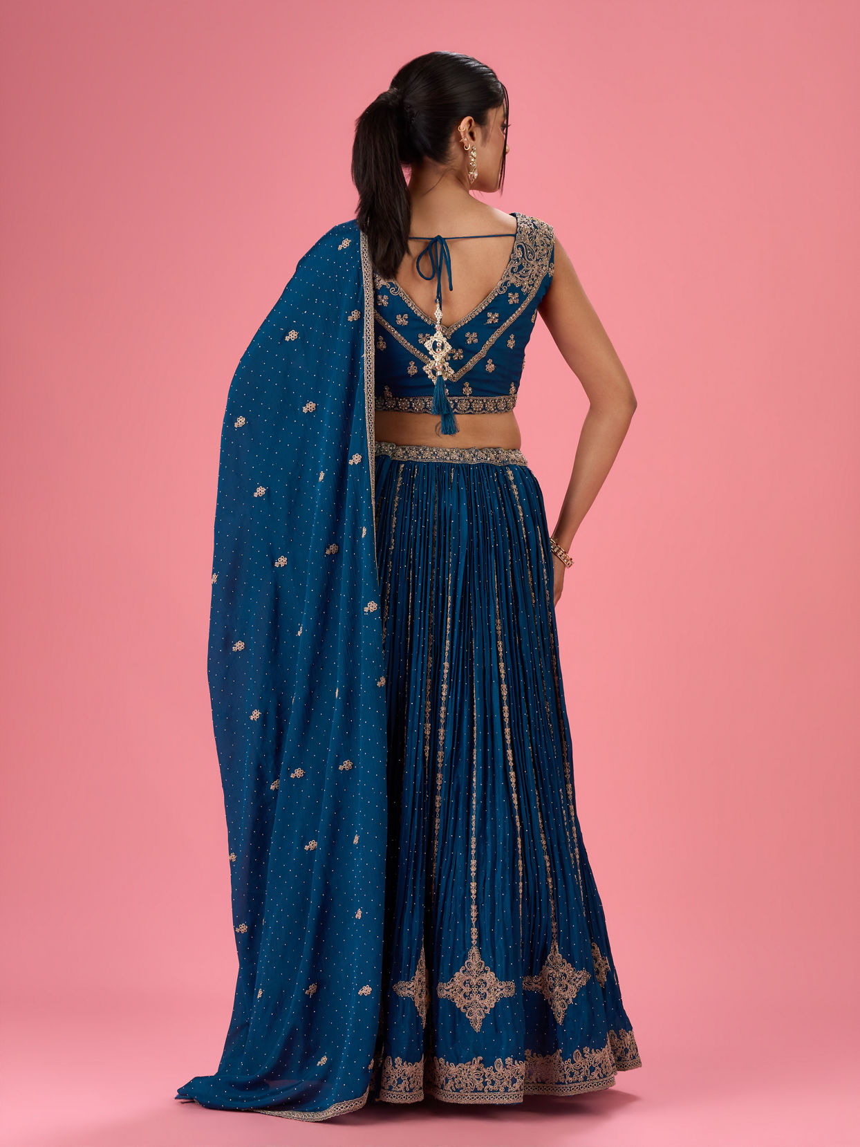 Mohey Women Radiant Blue Elegance Lehenga