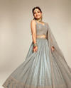 Mohey Women Grey Organza Embellished Lehenga