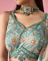 Mohey Women Light Blue Art Silk Lehenga with Hand Embroidery