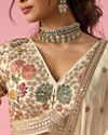 Mohey Women Cream Tissue Lehenga with Stone Work