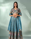 Mohey Women Light Blue Tissue Lehenga with Hand Embroidery
