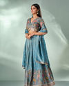 Mohey Women Light Blue Tissue Lehenga with Hand Embroidery