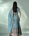 Mohey Women Light Blue Tissue Lehenga with Hand Embroidery